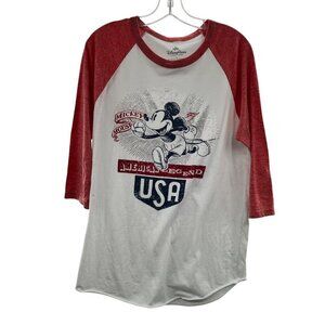Disney Parks Women's 3/4 Sleeve Mickey Mouse USA Top Size Large